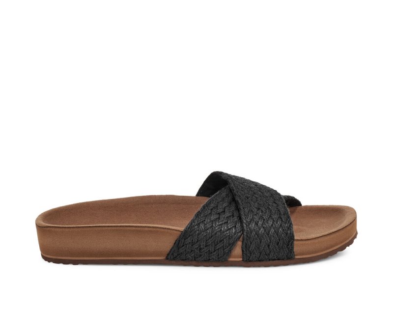 Sanuk She Cruzy Jute Vegan Slide - Sanuk Sandals Womens Black - Philippines SCNBTM379